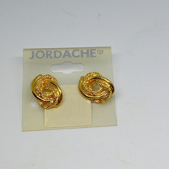 New Vintage Golden Original Jordache rod pierced earrings 90's rare find NEW! - Picture 8 of 8